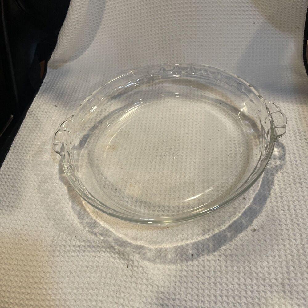 Vintage PYREX #229 Crimp Edge Clear Glass Deep Pie Dish 9.5" x 2" Made in USA